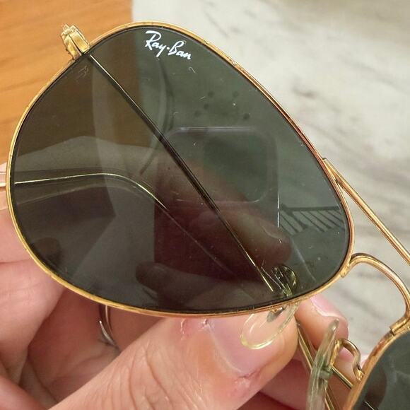 Vintage B&L Ray-Ban Gold Tone & Black Aviator Sunglasses main image 3